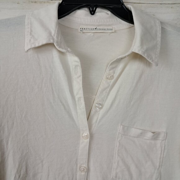 Peruvian Connection Knit Button Front Top Ivory - Picture 3 of 6